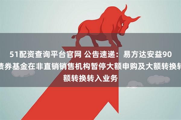 51配资查询平台官网 公告速递：易方达安益90天持有债券基金在非直销销售机构暂停大额申购及大额转换转入业务